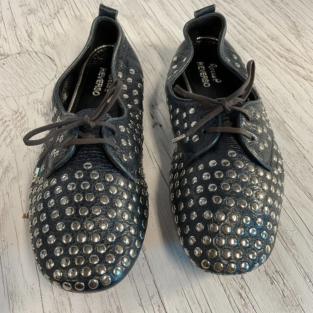 Rocco P Reverso Size US 7.5 Eur 38.5 VTG Blue Leather Studded Shoe 2948